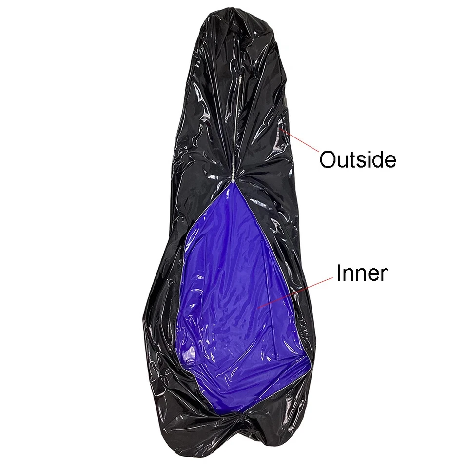 Brillante PVC Cuero Catsuits Cremallera Saco de Dormir Body Saco con Guantes Foto 4 de 4