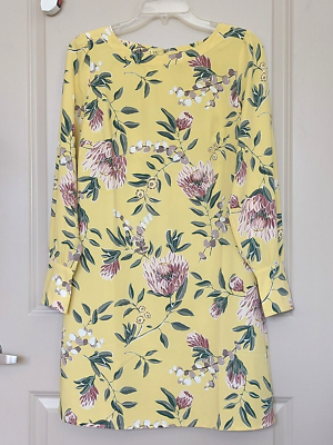 LOFT WOMENS YELLOW FLORAL DRESS CUFF LONG SLEEVE SIZE 6 | eBay LOFT WOMENS YELLOW FLORAL DRESS CUFF LONG SLEEVE SIZE 6 | eBay