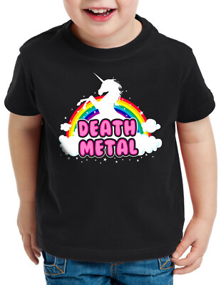 Death Metal Einhorn Kinder T-Shirt heavy metal rock musik disko regenbogen