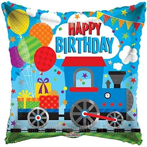 7 pc Choo Choo Train Happy Birthday Balloon Bouquet Party Decoration Boy Two 2nd - Image 2 of 4