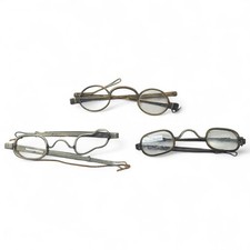 Antique 1800s Slider  Wire Rim Eyeglasses Adjustable Ben Franklin Lot Of 3
