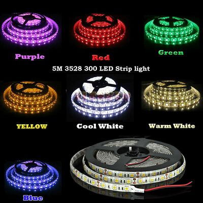 3528 Bright 12V 16.4ft RGB Waterproof SMD 300 LED Flexible Strip light Christmas