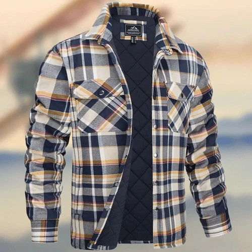 Karierter Flanell Mantel Jacke Herren Voll Stepp Hemden Winter Warm 4 Taschen Knopf Top - Bild 18 von 31