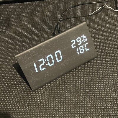 Digital Alarm Clock, with Wooden Electronic LED Time Display, 3 Alarm Settings, 
