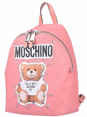 Pink Leather Bear Backpack MOSCHINO COUTURE ITALY