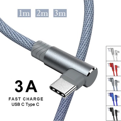 90° Heavy Duty Type C USB C Fast Charge Charger Cable Data Android Cord 1m 2m 3m