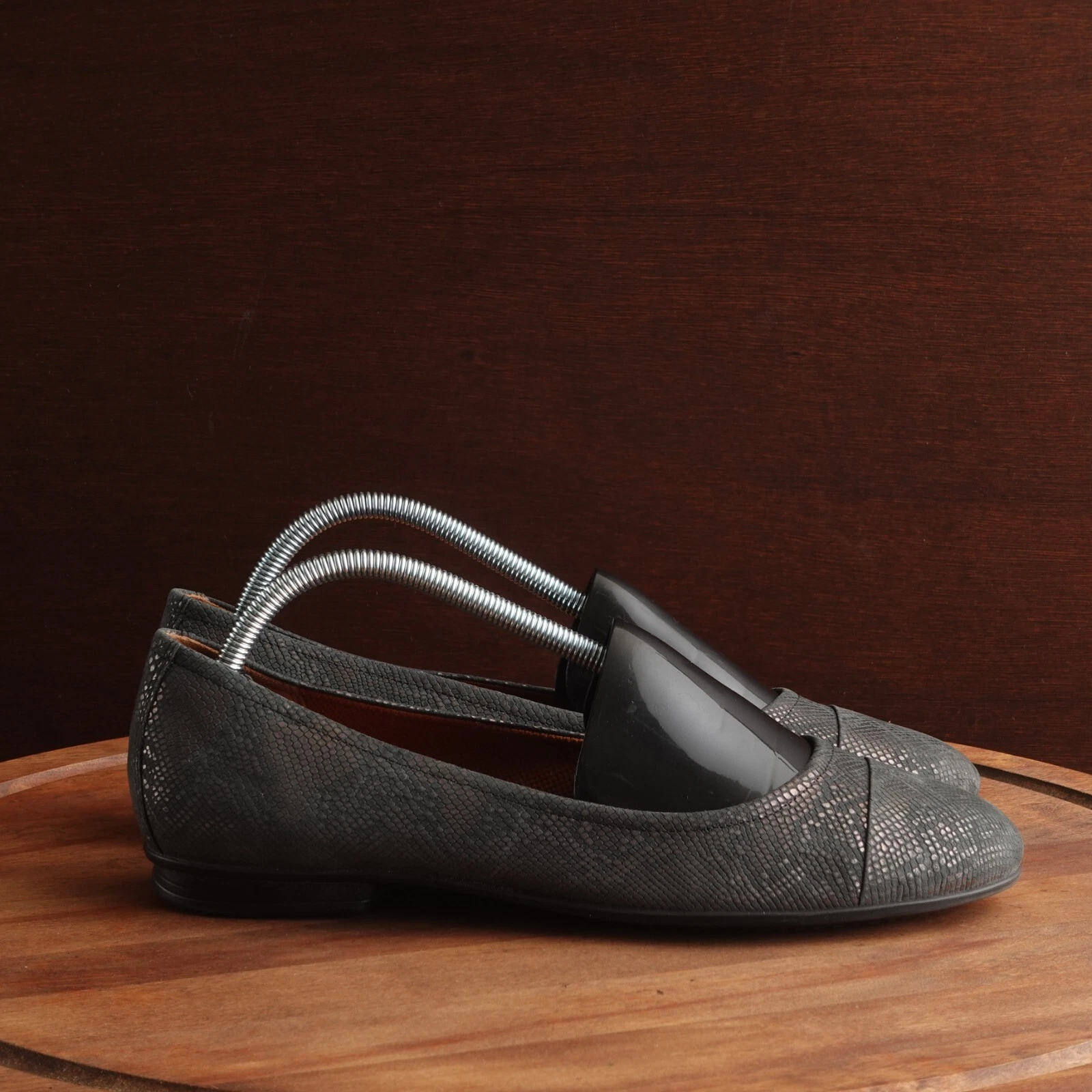 Scarpe comode da ballo Ecco Flats WMS TG EU 42 US 11 grigio pelle metallizzata