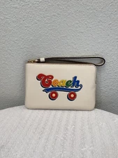 Coach Corner Zip Wristlet With Rainbow Roller Skate Graphic Im/Chalk Multi C4573
