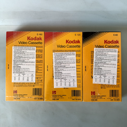 3 cintas de casete de video grabable de grado estándar extra alto KODAK 60 120 180 VHS - Imagen 2 de 3