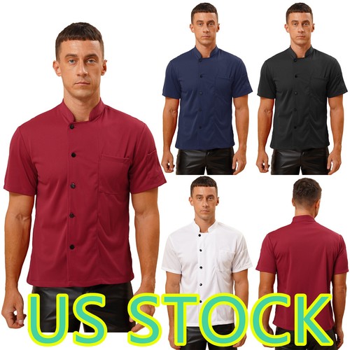 Unisex Men Women Chef Cooking Uniform Jacket Coat Restaurant Kitchen Workwear - Picture 5 of 61