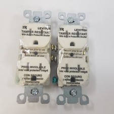 Lot of 2x Leviton T5320-T Tamper Resistance Outlet Ivory