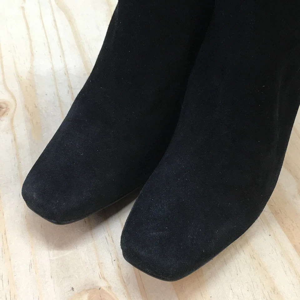 Steve Madden Boots Womens 8.5 Malaga Mid Calf Block Heels Square Toe Black Suede - Image 4 of 4