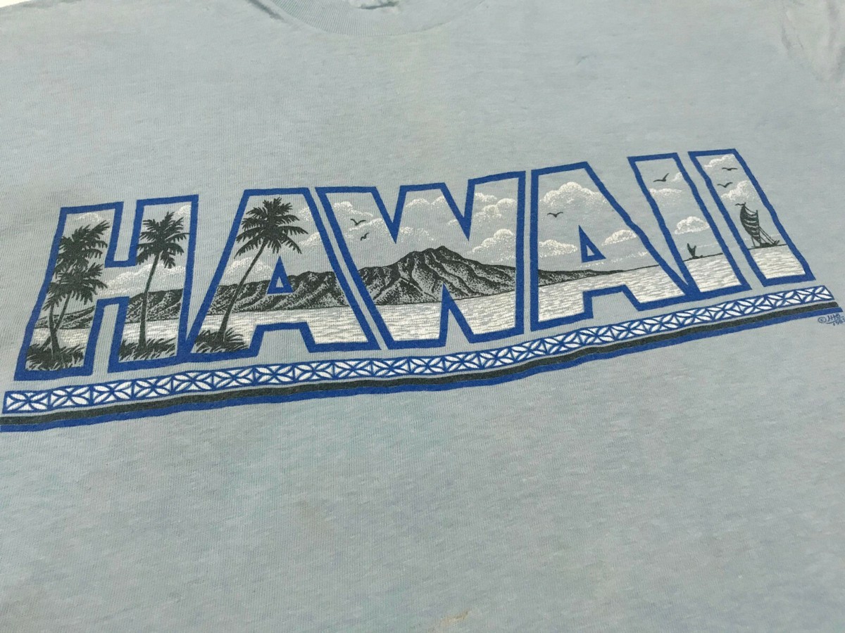 Vintage Hanes Hawaii Islands Ocean Beach Surf T-Shirt Light