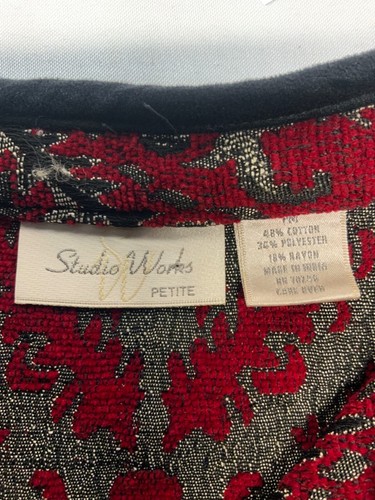 Vintage Studio Works Women’s Tapestry Blazer Jacket PM Red Full Zip - Picture 3 of 3