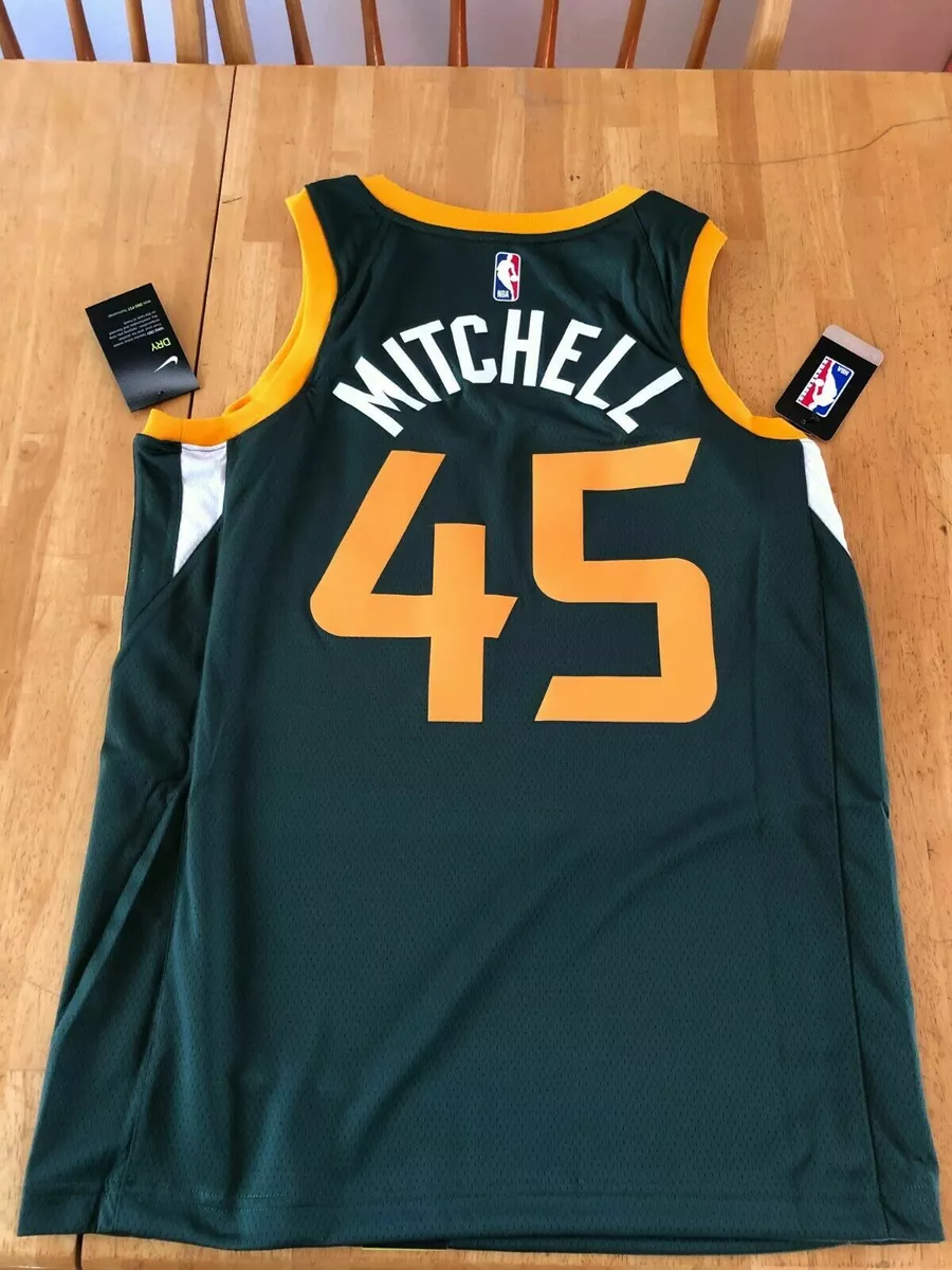 Nike Men's Utah Jazz Donovan Mitchell #45 White Dri-Fit Swingman Jersey, Medium