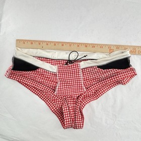 L'Agent by Agent Provocateur Bikini Bottom Womens 3 Medium Red Gingham Swimwear