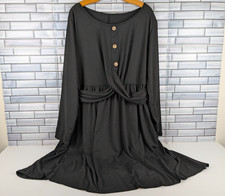 Shein Curve Dress Womens 5XL Black Long Sleeve Midi Criss Cross Detail