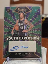 2024-25 Panini Select Devin Carter ROOKIE AUTO Green Stars Prizm /49 Kings...