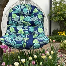 Outdoor Swing Chair Cushions Replacement with Ties Weather Navy Floral