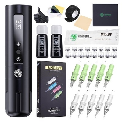Dragonhawk Pro Wireless Tattoo Gun Kit L2 Tattoo Machine Pen 5000mAh Battery