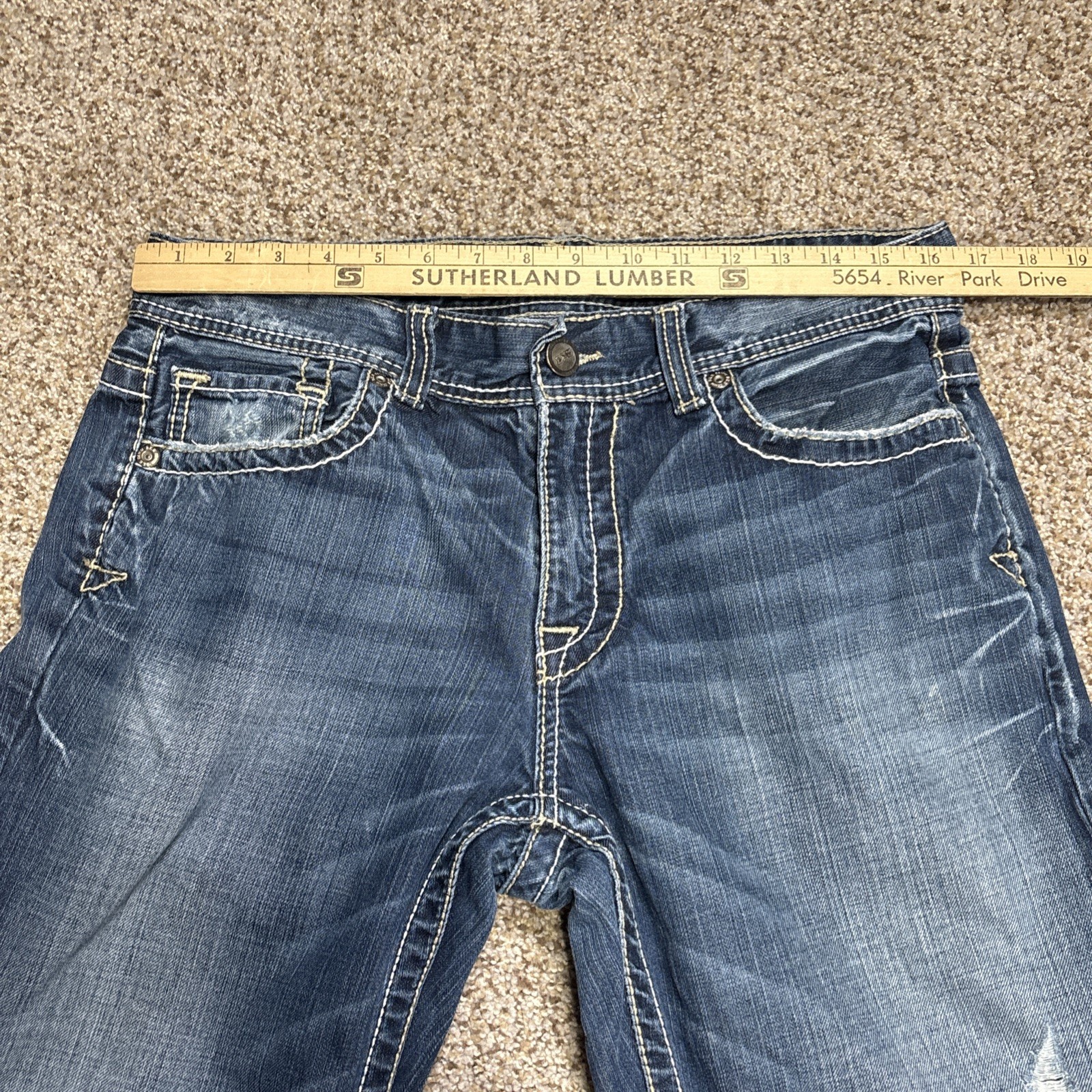 BKE Buckle Jeans Men 33 X 31 Justin Bootcut Classic Relaxed Denim Distressed - View 7