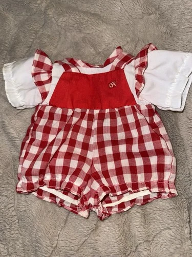 Vintage Cabbage Patch Toddler Kids Romper Doll Outfit Red White  Colorblock 1987