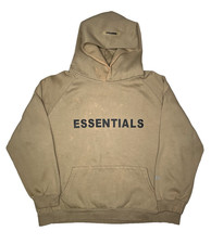 Essentials Fear Of God Mens Beige Long Sleeve Pockets Pullover Hoodie Size XL