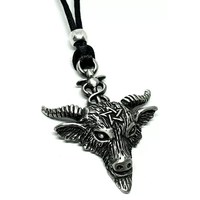Baphomet AnhäNger Pentagramm Halskette Zinn Amulett Ziege Teufel Esoterik Sch...