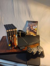 🔥Sony PlayStation 2 Slim Console Black Memory Card 6 Games Works Great Ps2 Lot