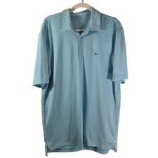 Vineyard Vines Performance Polo Shirt Mens M Blue White Striped Golf Stretchy