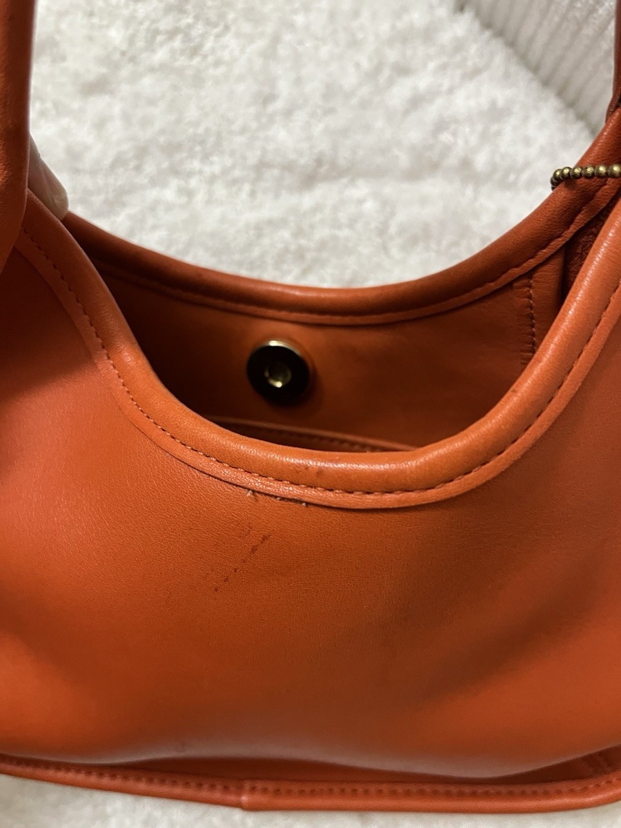 Vtg Coach Ergo 9027 Tangerine Leather Mini Hobo Shoulder Bag 90s
