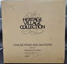 Dept 56 Childe Pond And Skaters Heritage Village Collection Set Of Four 5903-0