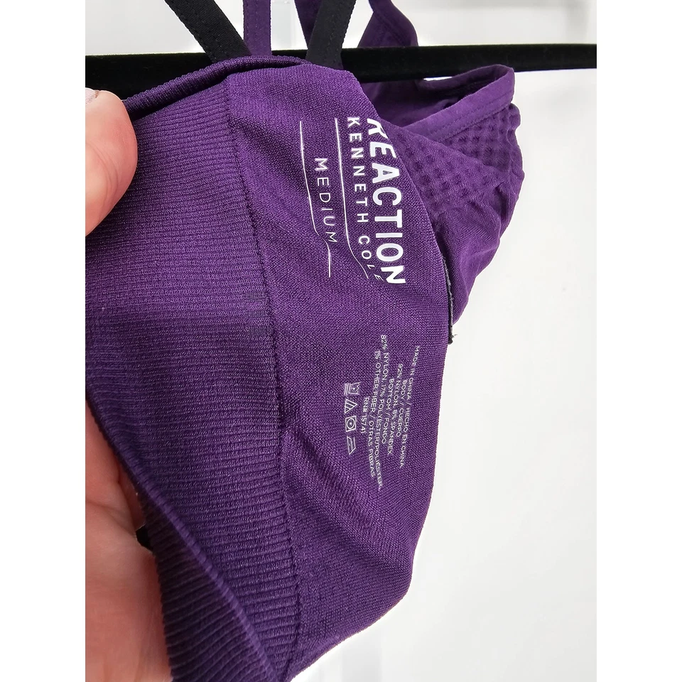 Sujetador deportivo Kenneth Cole Reaction para mujer talla M sin cables púrpura con tiras NUEVO Foto 4 de 4