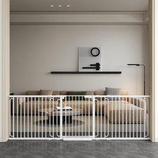Extra Wide Baby Gate with Door 85.7-101.5 Inch Pressure Mounted, Auto Close Chil