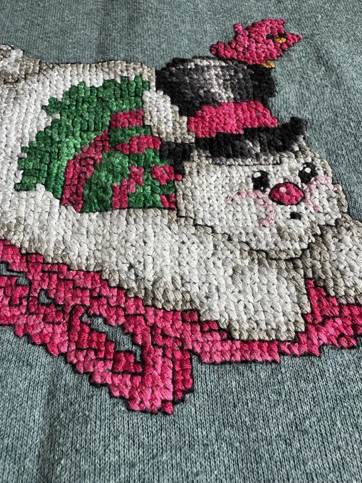 Vintage Sweatshirt Womens 2X Crewneck Boxy Snowman Embroidery 90's Christmas - Image 4 of 4