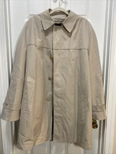 Vintage London Towne Men's Khaki Long Sleeve All-Weather Trench Coat Size 42 LNG