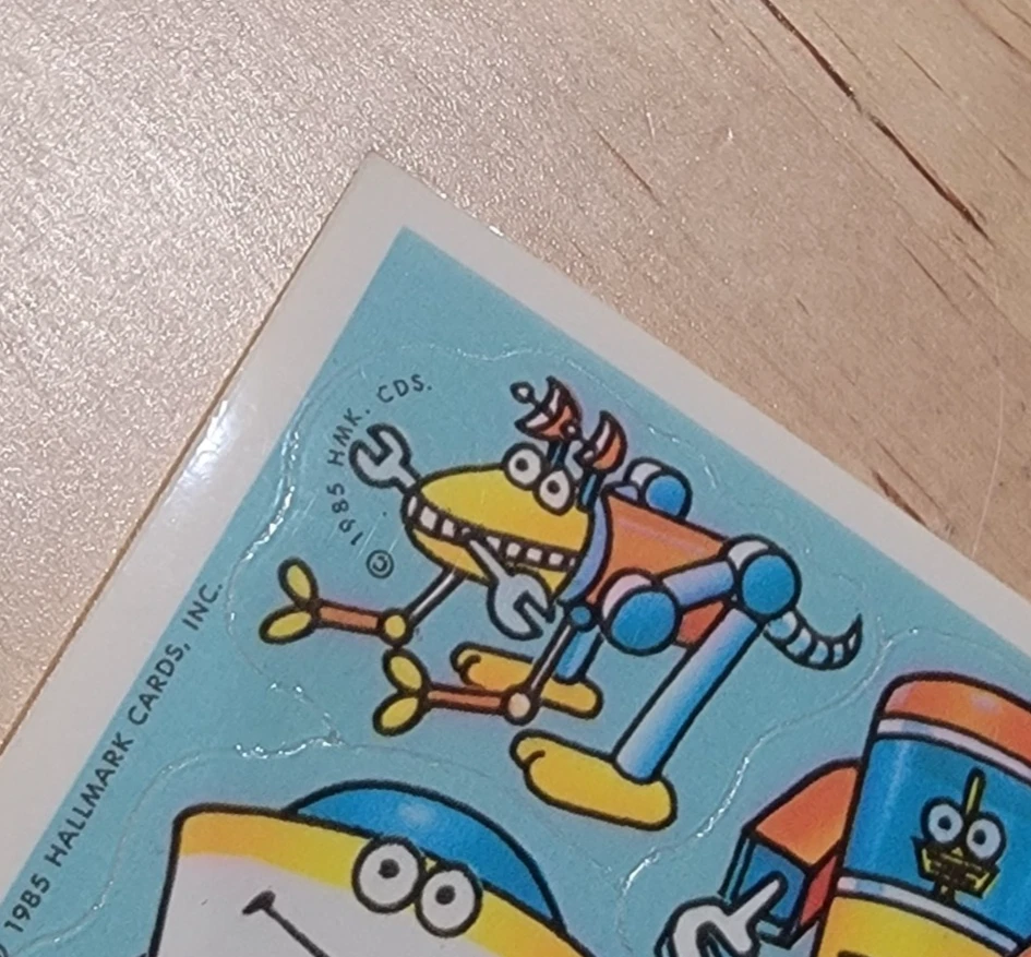 Vintage 1985 80's Hallmark Cards Inc ROBOT Mini Sticker Sheet RARE! - Image 4 of 4