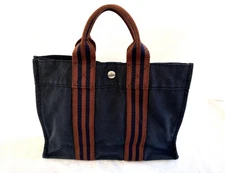 Authentic HERMES Fourre Tout Hand Tote Bag Canvas NAVY Canvas -g1126-1