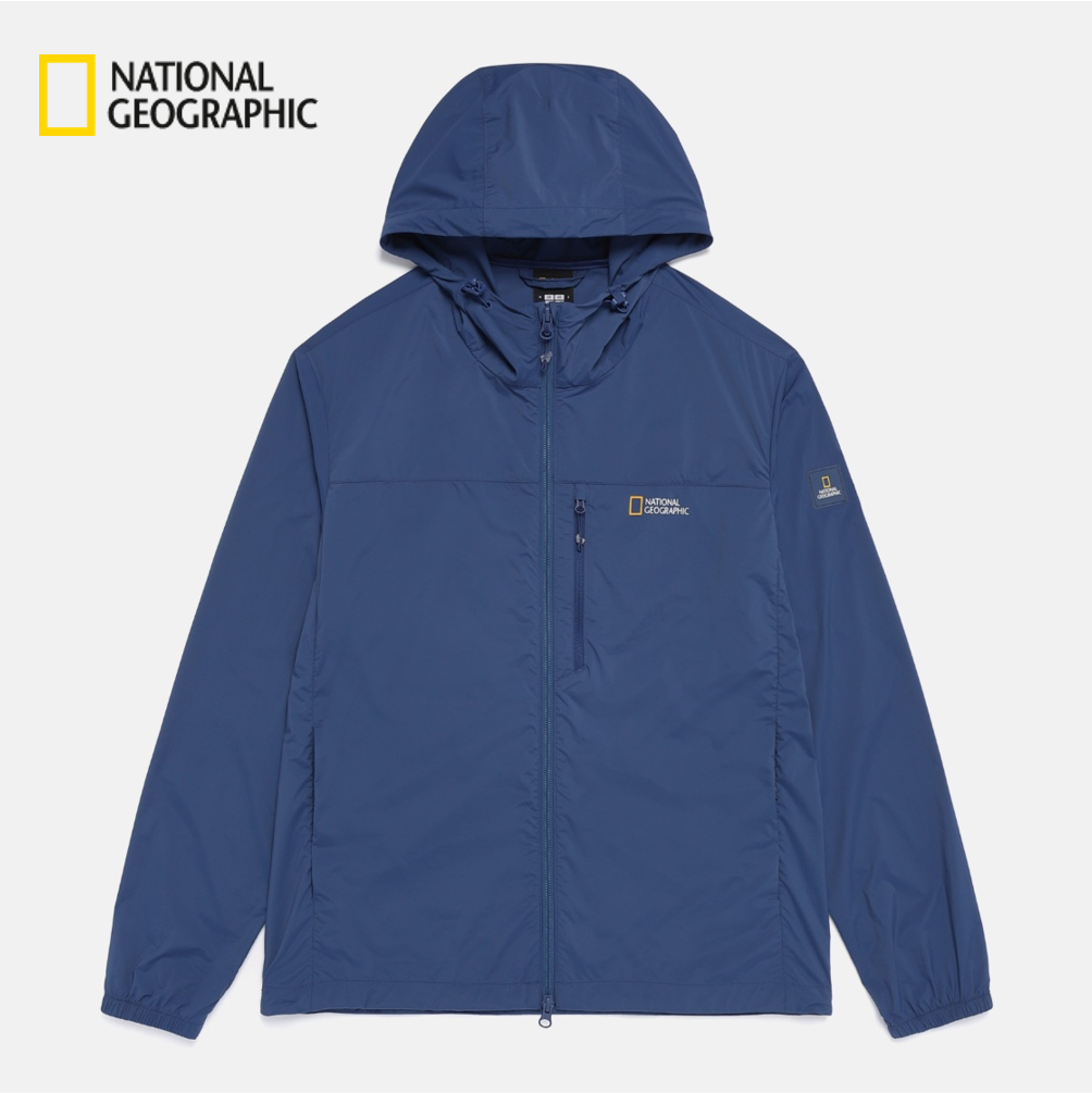 NEW National Geographic Full-zip Hooded Windbreaker Jacket DARK