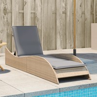 Sonnenliege Mit Auflage Poly Rattan Beige 60X205X73 Cm Garten