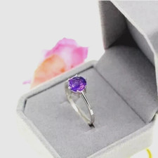 2Ct Round Cut Simulated Amethyst Women's Solitaire Ring In 14K White Gold Plated