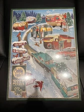 1000pc Cobble Hill Puzzle W/Poster. Christmas Campers. New in Box
