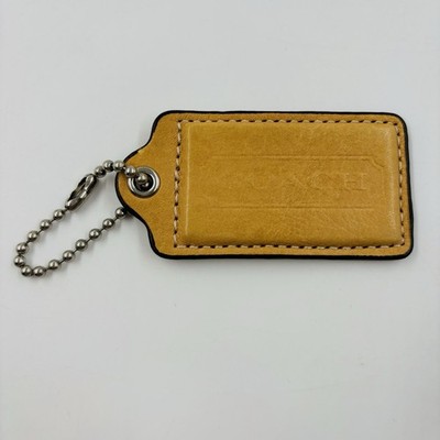 Authentic Coach Leather Hang Tag Tan Leather Fob Key Chain Large 3  X 1.5 