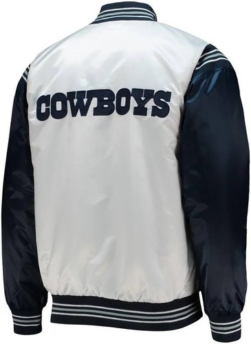 Original Vintage 90’s NFL Dallas Cowboys STARTER Satin Bomber Jacket Men LARGE - Picture 2 of 5