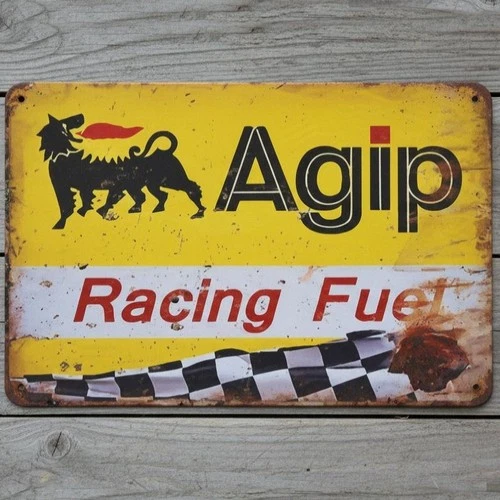 Agip Racing Fuel 8 x 12 Vintage Novelty Metal Sign Made In USA NEW!