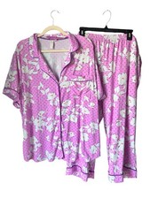 Joyspun Plus 3X 2 Pc Pajama Set Purple Floral Cottagecore Short Sleeve Summer