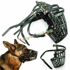 New Plastic Leather Basket Cage Adjustable Pet Dog Muzzle 7 Size Black Beige