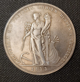 Bayern Geschichtstaler 1833 Zollverein Preußen Sachsen Thür. Hessen Medaille