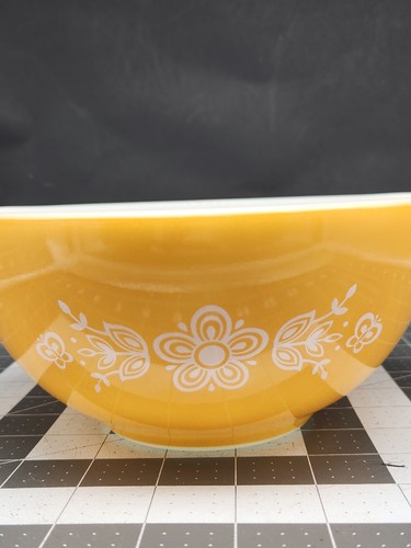 Pyrex # 442 1-1/2 QT Schmetterling Gold Aschenputtel verschachtelte Rührschüssel Blumen Swag - Bild 2 von 11
