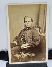 Antique CDV Photo seated Man Lamb chop beard chapman Studio Maidstone 4x2.5 In